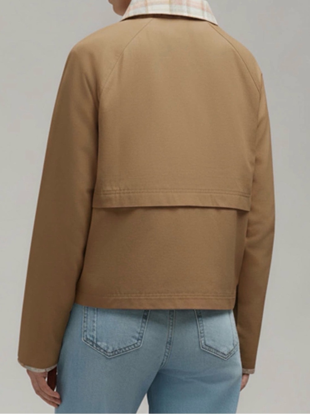 Hunter Tan Utility Jacket with Plaid Trim NWT - Picture 2 of 15